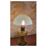 Uranium Glass Shade Electrified Oil Lantern