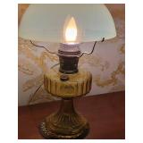 Uranium Glass Shade Electrified Oil Lantern