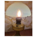 Uranium Glass Shade Electrified Oil Lantern