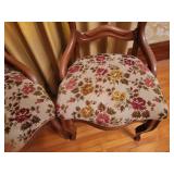 Vintage Carved Walnut Balloon Back Chairs, Set of 2
