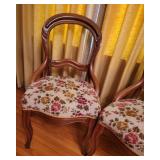 Vintage Carved Walnut Balloon Back Chairs, Set of 2
