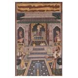 Miniature Indian Mughal Painting ~ Terrace Courtyard