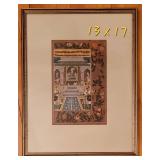 Miniature Indian Mughal Painting ~ Terrace Courtyard