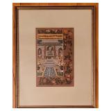 Miniature Indian Mughal Painting ~ Terrace Courtyard