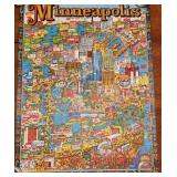 Vintage 1971 Minneapolis City of Lakes Poster by Ed Langley
