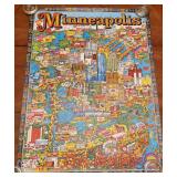 Vintage 1971 Minneapolis City of Lakes Poster by Ed Langley