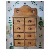 Antique Wall Mount 8 Drawer Spice Box