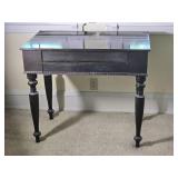 Antique Dark Wood Writing Desk with Turned Legs
