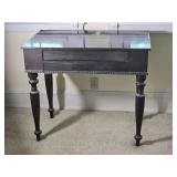 Antique Dark Wood Writing Desk with Turned Legs