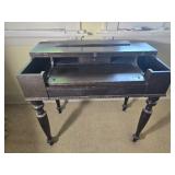 Antique Dark Wood Writing Desk with Turned Legs