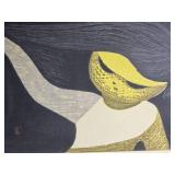 Stamped Modern Fine Art Japanese Woodblock Print - Kaoru Kawano - Gentle Breeze