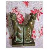 Gorgeous Vintage Art Deco Brass Cat Bookends