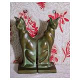 Gorgeous Vintage Art Deco Brass Cat Bookends