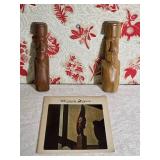 Willard Stone Wood Sculpture Book and Carved Figure Pair