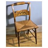 Natural Wood Hitchcock Style Rush Seat Side Chair