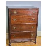 Mahogany Four Drawer Chest with Brass Hardware
