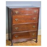 Mahogany Four Drawer Chest with Brass Hardware