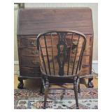 Traditional Slant Front Secretary Desk with Chair