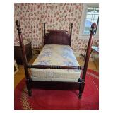Antique Mahogany Four-Poster Twin Bed