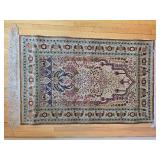 Oriental Turkish Hand-Knotted Silk Harake Rug