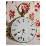 Large Brass Tone Pocket Watch Style Wall Clock