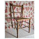 Antique Cane Seat Side Chair with Turned Legs