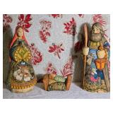 Magnificent Russian Hand Carved Folk Art Nativity Figures - Holy Family - G. DeBrekht