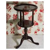 Dark Wood Two Tier Pedestal Accent Table