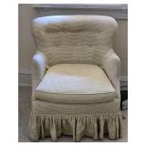 Striped Upholstered Skirted Armchair