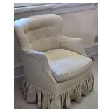 Striped Upholstered Skirted Armchair