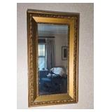 Stunning Antique Regency Beveled Vertical Mirror with Guilt Gesso Relief