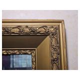 Stunning Antique Regency Beveled Vertical Mirror with Guilt Gesso Relief