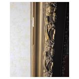 Stunning Antique Regency Beveled Vertical Mirror with Guilt Gesso Relief
