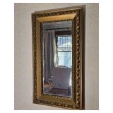 Stunning Antique Regency Beveled Vertical Mirror with Guilt Gesso Relief