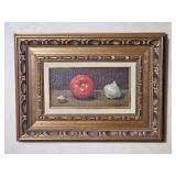 Antique Original Still Life  Walnut, Tomato, & Garlic
