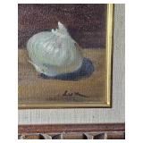 Antique Original Still Life  Walnut, Tomato, & Garlic
