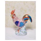 Herend Porcelain Rooster Figurine ~ Rust Fishnet