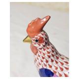 Herend Porcelain Rooster Figurine ~ Rust Fishnet