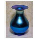 Steuben Blue Aurene Art Glass Vase Unmarked