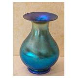 Steuben Blue Aurene Art Glass Vase Unmarked