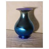 Steuben Blue Aurene Art Glass Vase Unmarked