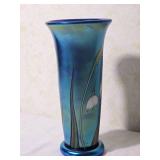 Lily of the Valley Iridescent Art Glass Vase ~ Signed Bruce