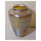 Stunning Orient & Flume Pulled Feather Glass Vase with Unique Ribbed Form