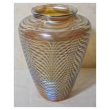 Stunning Orient & Flume Pulled Feather Glass Vase with Unique Ribbed Form