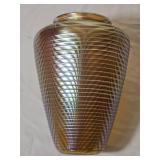 Stunning Orient & Flume Pulled Feather Glass Vase with Unique Ribbed Form