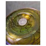 Stunning Orient & Flume Pulled Feather Glass Vase with Unique Ribbed Form