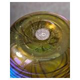 Stunning Orient & Flume Pulled Feather Glass Vase with Unique Ribbed Form