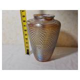 Stunning Orient & Flume Pulled Feather Glass Vase with Unique Ribbed Form