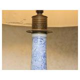 Antique Chinoiserie Blue Porcelain Flower Table Lamps