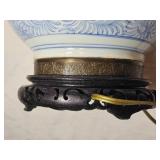 Antique Chinoiserie Blue Porcelain Flower Table Lamps